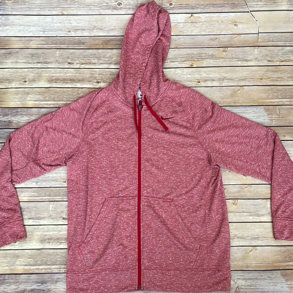 Nike Mens Zip Up, heather red, lightweight, medium